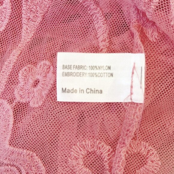 Lane Bryant Embroidered Sheer Mesh Babydoll Top Sz 18/20 Romantic Porcelain Rose - Picture 10 of 10